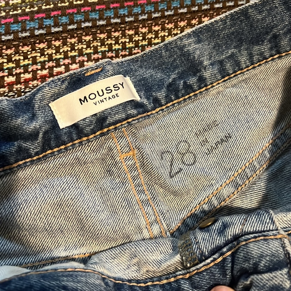 MOUSSY VINTAGE Altadena Short 28 Blue Cut Off Denim High Rise Distressed - Picture 9 of 12